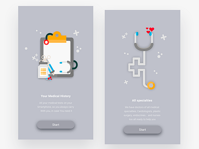 Medical app app illustration material design medical onboarding