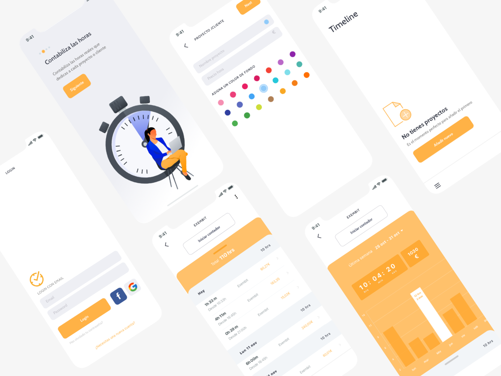 summary app, count working time by Sara Miguel del Amo on Dribbble