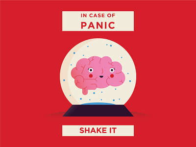 In case of panic brain character design dribbble flat illo illustration in case of panic shake shot snowball vector
