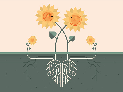 Anniversary anniversary character cute design draft dribbble flat heart illo illustration illustrator root shot sunflower vector