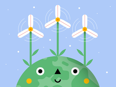 Global Wind Day adobe illustrator best shot character daisies day design draft dribbble energy flat global illo illustration illustrator nature planet shot vector wind