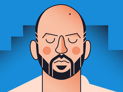 Roberto Saviano adobeillustrator author best blue character design draft dribbble editorial flat illustration illustrator italy mafia magazine man minimal portrait shot vector