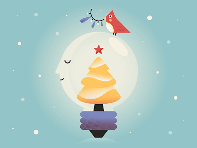 Happy Holidays! adobe illustrator best bird bulb character christmas cute design draft dribbble flat illo illustration illustrator kawaii merry shot tree vector