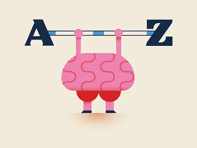 Brain Training adobe illustrator ass best brain character cute design draft dribbble flat gym illo illustration illustrations illustrator lettering minimal shot training vector