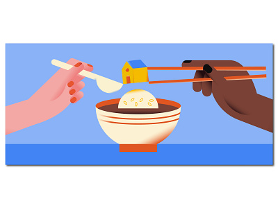 Cohabitation - The New York Times adobe illustrator best character cohabitation design draft dribbble flat food hands illo illustration illustrator logo love magazine minimal shot the new york times vector