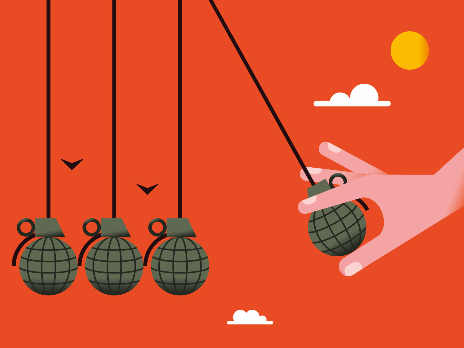 Pendulum of the war best bomb design draft dribbble flat grenade illo illustration illustrator minimal palette peace pendulum russia shot ukraine vector war