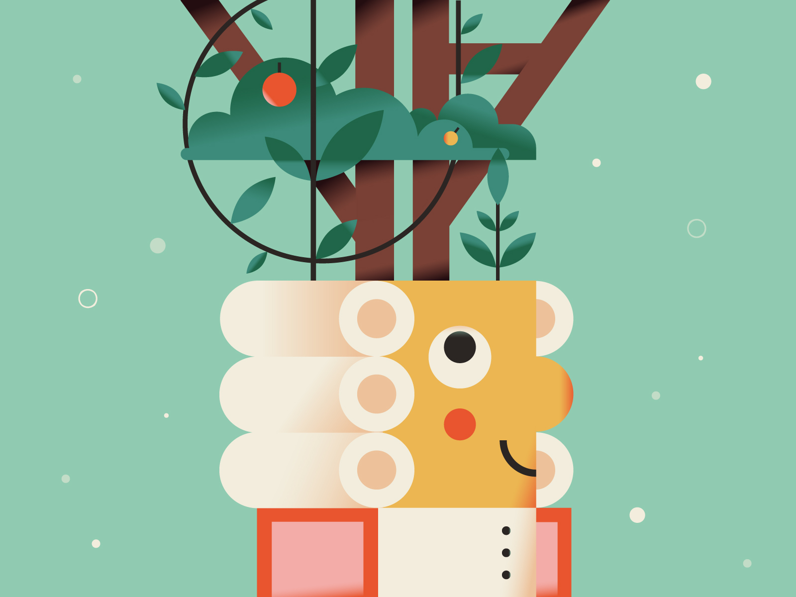 Kind Nature adobe illustrator best character children cloud cute design draft dribbble flat illo illustration illustrator kindness minimal nature plant shot tree vector