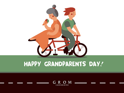 GROM - Grandparents Day bicycle character color day design draft dribble flat grandparent ice cream illo illustration poster