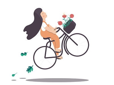 Propose a project bicycle character design dream flat flower fly illo illustration inspiration project woman