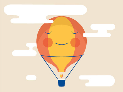 Illo Air Balloon aerostat air balloon character cloud cute design draft flat illustration lovely smile
