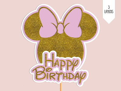 Disney Minnie Mouse Cake Topper Layered SVG Cut File - CT31 cake topper design graphic design illustration png svg vector