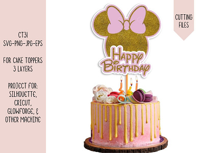 Disney Minnie Mouse Cake Topper Layered SVG Cut File - CT31