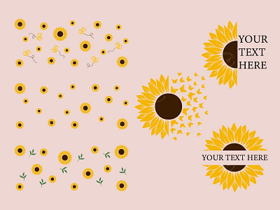 Sunflower Layered SVG Cut File - Libbey Can Glass Template design graphic design illustration libbey can glass template libbey glass wrap png svg vector