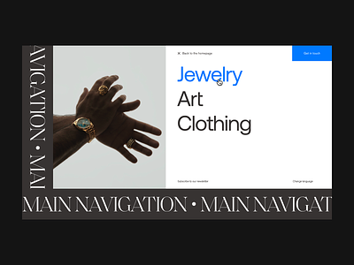 Menu - Exploration art branding clothing concept design exploration desktop editorial editorial layout fashion grid jewelry layout menu navigation product product design type ui webdesign