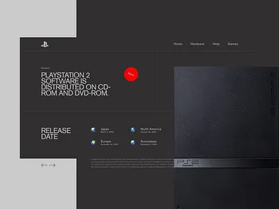 Ps2 2000 dark ui desktop hardware hero landing page playstation ps2 sony web design