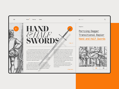 The Academy of the Sword - 2 academy design exploration desktop editorial layout orange sword type ui web webdesign