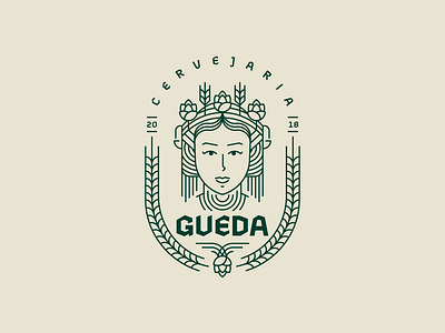 Gueda Brewing Co. beer beer art brand cheers design geometry goddess golden ratio grid gueda hop line logo pattern shape symbol vector woman woman illustration woman logo