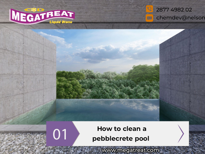 How to clean a pebblecrete pool by Megatreat Liquid Stone on Dribbble