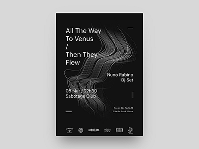 All The Way To Venus + Then They Flew gig poster black and white gig gig poster lines lisbon minimalism music poster rock swiss