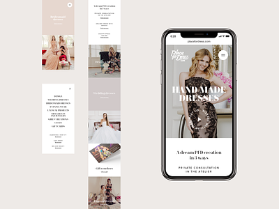 Place for Dress - mobiles (animation) animation dress elegant fadein flat hero homepage iphone jakobsze menu michal minimalistic mobile serifs simple unikat welcome white