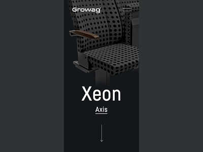 Growag - mobile product page animation 3d black blue dark growag jakobsze michal render seat seats tech train unikat