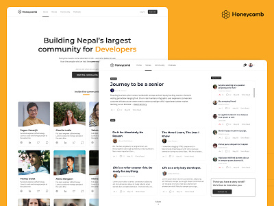 Honeycomb - A community for people in tech design desktop nepal ui ui design ui thinking uiux web web ui webdesign
