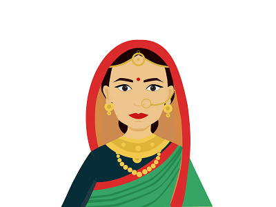 Tharu Woman character illustration jewelleries nepal tradition women