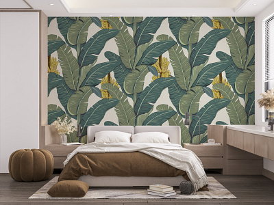 Banana Leaf Wall Decor Background background banana banana leaf canvas illustration leaves wall decor