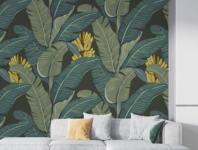 Banana Leaf Wallpaper background banana banana leaf illustration wall decor