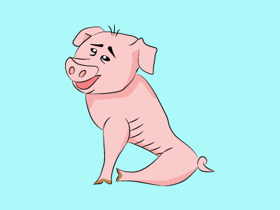 Starving Pig animal blue pig pink teal