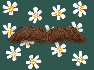 The Selleck brown flower green hair hawaii moustache mustache orange white
