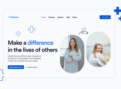 Medicore - Virtual Healthcare animation branding component design figma healthcare illustration landing page landingpage medical product design ui uiux ux virtual healthcare webdesign wordpress