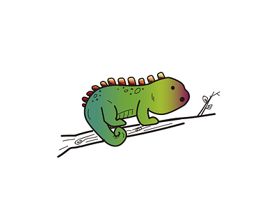 Chameleon 2d animal chameleon colors degraded flat green illustrator vector