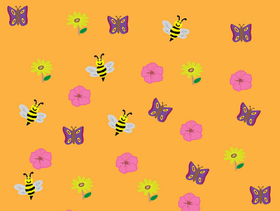 bees, butterflies and flowers bees illustration patterns