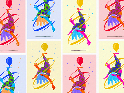 acrobatacrobatacrobat cards character circus girl illustration organic