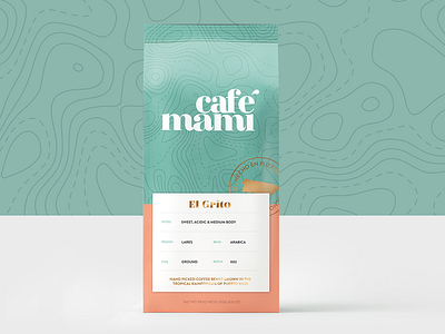 Cafe Mami El Grito cafe coffee coffee bean coffee design concept cyan design el grito gold icon illustration nude orange package packaging packaging mockup packagingdesign puertorico small batch topography