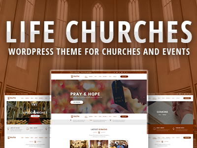 Life Churches - WordPress Theme for Churches and Events charity christian church churches event events non-profit religion religious responsive sermon small business