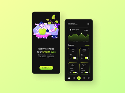 Smart Home App app app design design figma illustration typography ui ux wireframe