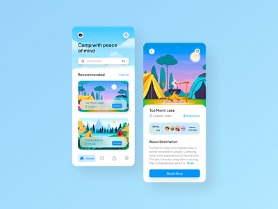 Camping App app app design design figma illustration typography ui ux