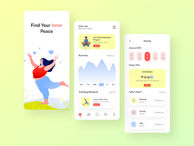 Fitness App Design app app design design figma illustration typography ui ux