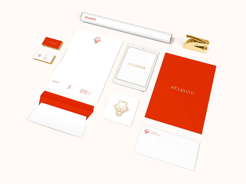 Saint Leone Brand & Identity emblem lion logo typeface serif gold red brand identity branding