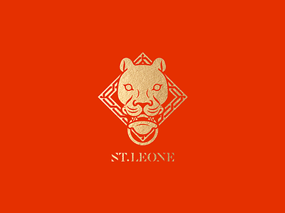 Saint Leone Logo emblem gold islamic geometric pattern lion lioness logo portuguese red serif sierra leone typeface
