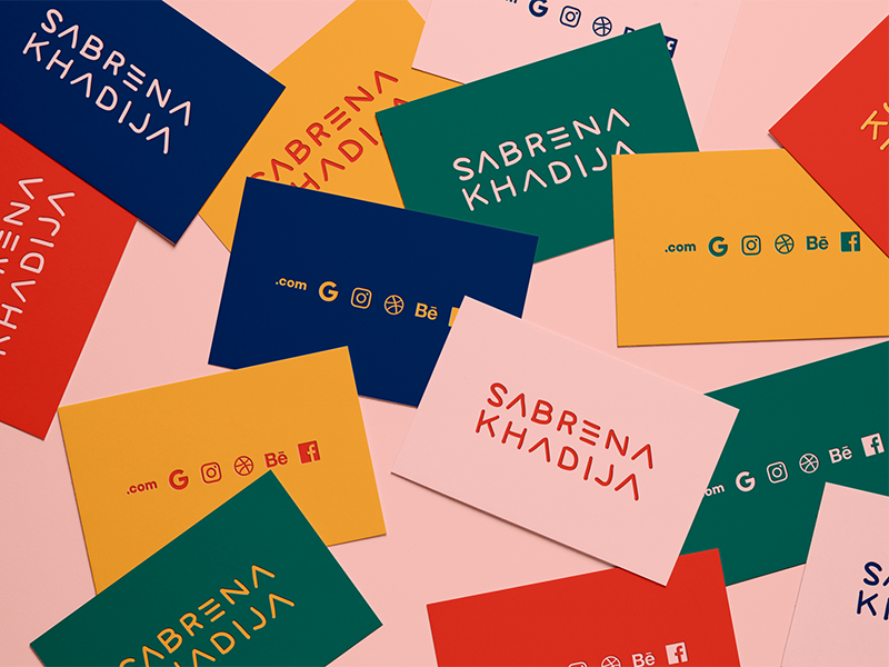 Sabrena Khadija Business Cards colorful palette color cards business design logo identity branding