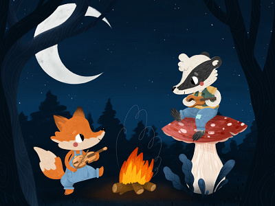 Fox and Badger Illustration