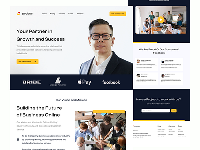 probus - Business Services Landing Page branding businessmanagement businessorganizer design designinspiration figma ui ux uiinspirational uiuxdesigner web business web design web enterprenuer website website business website design