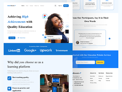 BrainBoost - Landing Page Web Education ahli industri behance branding distance learning figma interactive online courses online training study design ui uidesign uiinspirational uiuxdesigner web design webdeveloper website