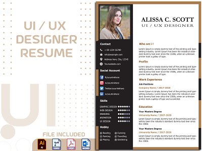 Free UI UX Designer Resume Template animation app branding design graphic design illustration logo typography ui ux vector