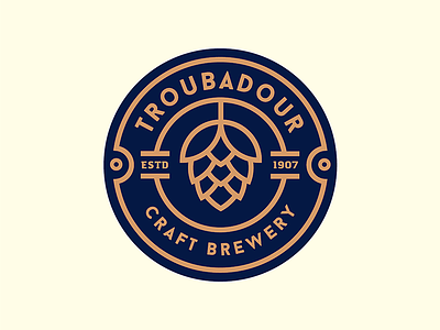 Troubadour Brewery artline badge beer brewery identity illustration lineart logo logotype stamp