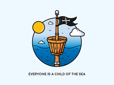 Pirates badge flag freedom icon illustration one peace outline pirates sea ship sun