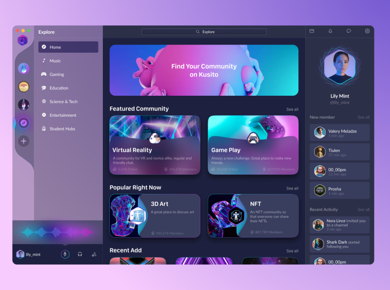 Messaging Social Platform design by Lily Ayupova on Dribbble